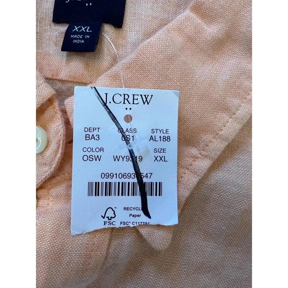 J crew Short-sleeve slim linen-blend shirt